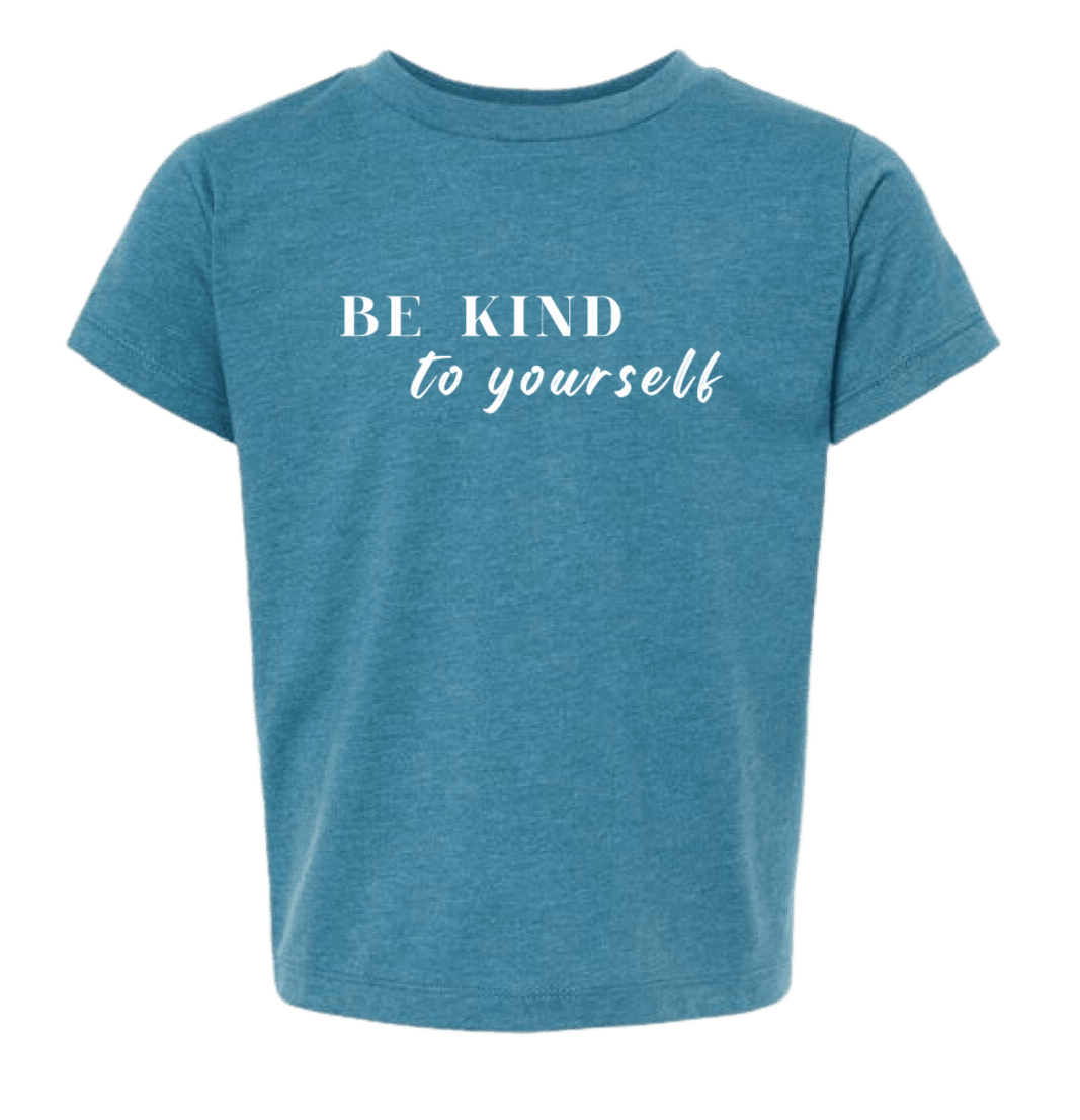 Toddler Be Kind To Yourself Tee Heather Deep Teal