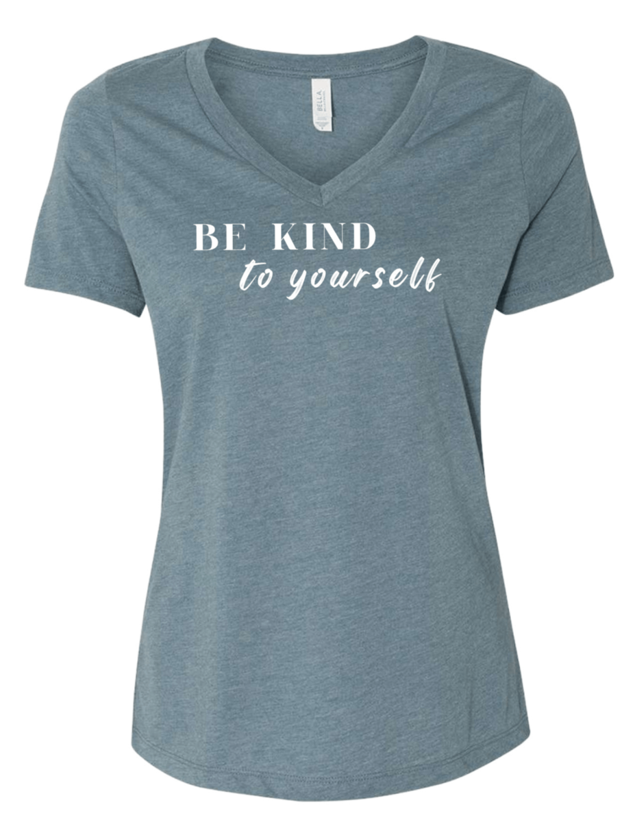 Be Kind To Yourself V-Neck Heather Slate 2