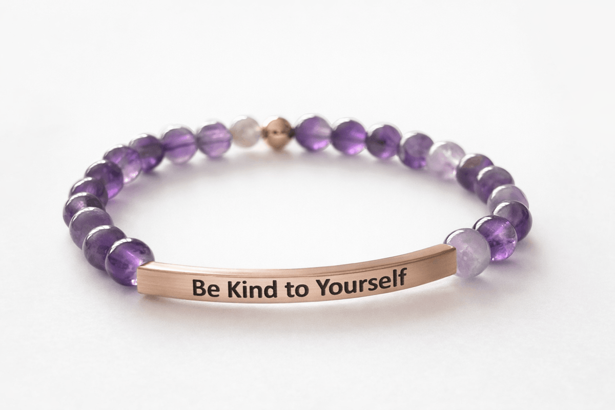 Be Kind To Yourself Bracelet Purple Gem Band