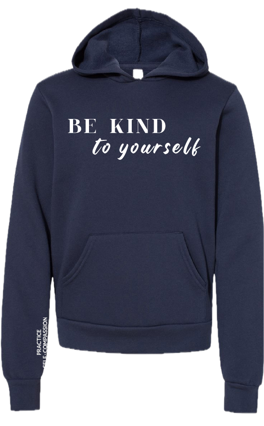 Youth Be Kind Fleece Hoodie Navy 1