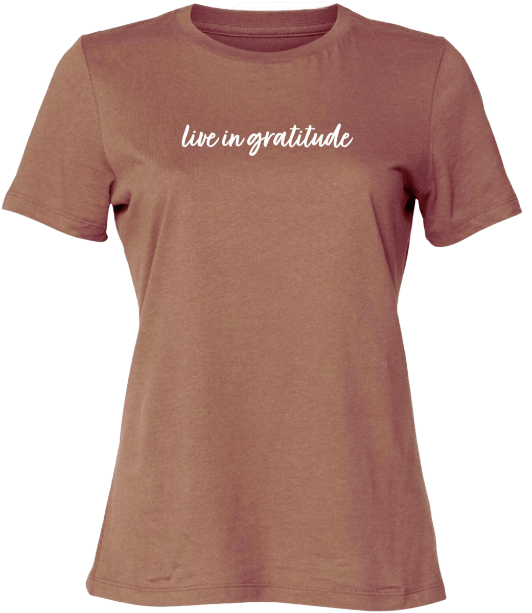 Live in Gratitude Tee Chestnut 2